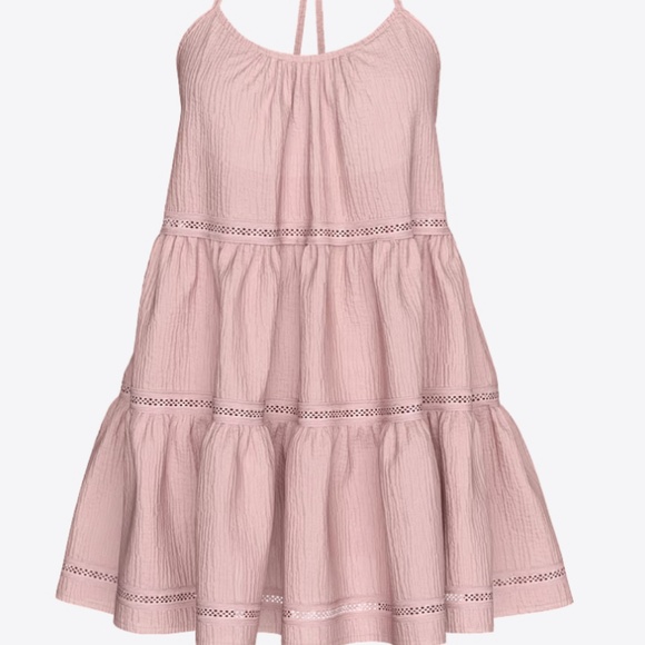 victoria's secret cotton gauze halter tiered minidress bare pink - Picture 1 of 1